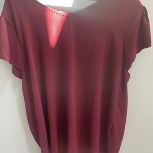 Paper moon short flutter sleeve 3x nwot Elegant Burgundy Women's Top